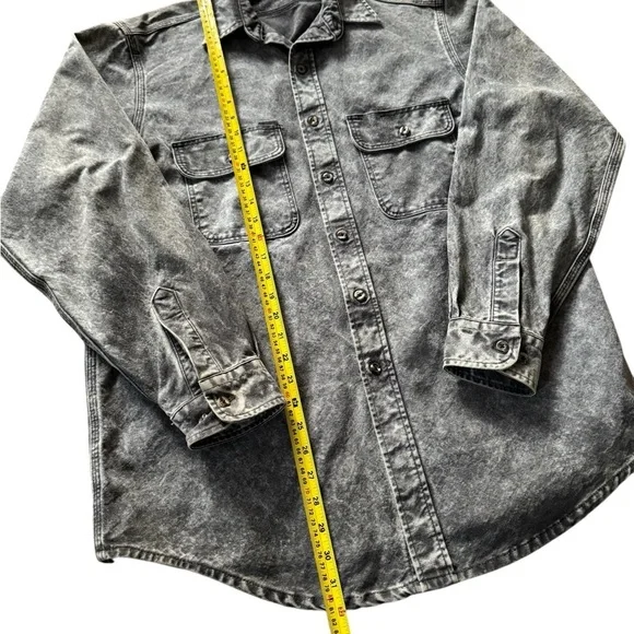 Vintage Men's Carhartt Rugged Outdoor Wear Gray Denim Acid Wash Shirt Large - Picture 2 of 5